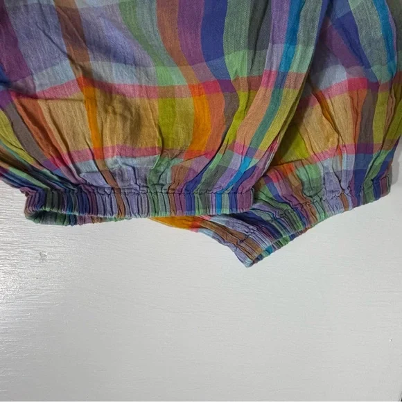 Free People Ticket To Paradise Multicolor Plaid Balloon Beach Pants - Picture 8 of 14